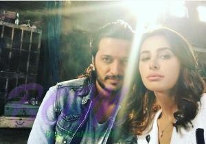 Riteish Desmukh and Nargis Fakhri on the sets of Banjo