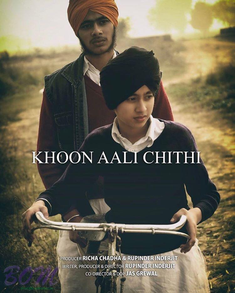 Poster of Khoon Aali Chithi short film by Richa Chadha photo - Bom